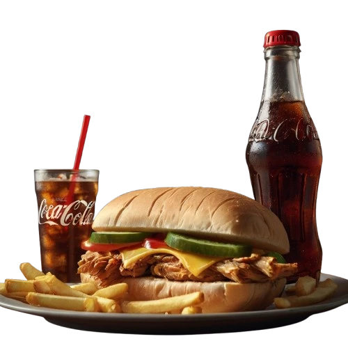 coca-cola drink+burger
