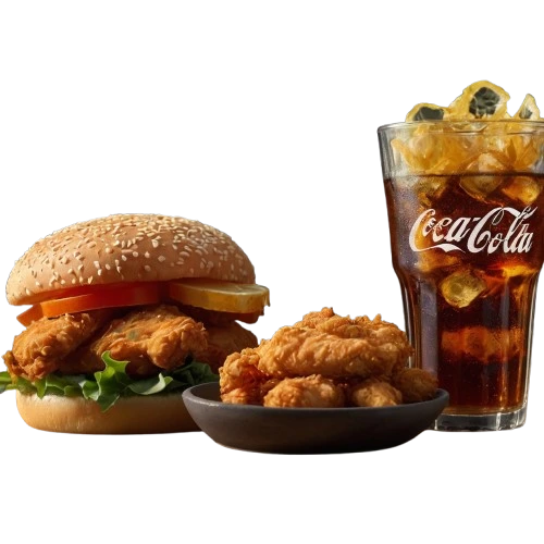 chicken burger+wing+drink