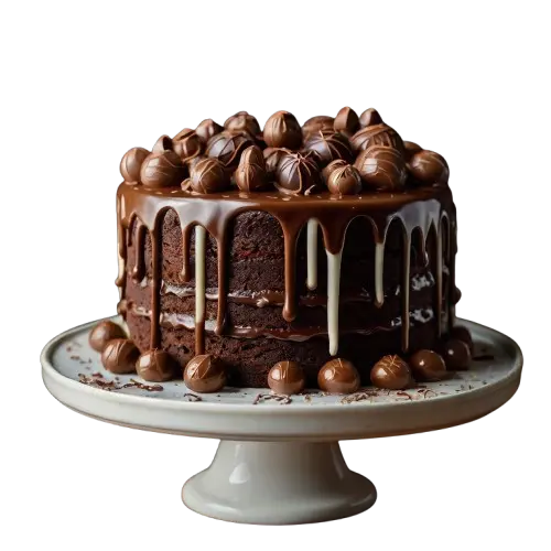 chocolate-loaded cake