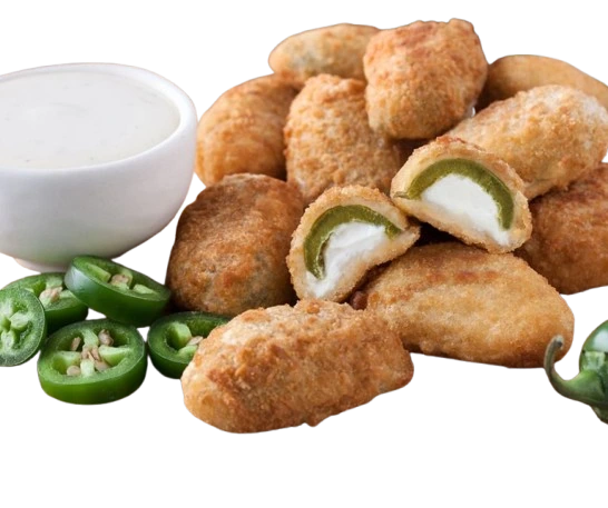 stuff jalapenos with  white sauce